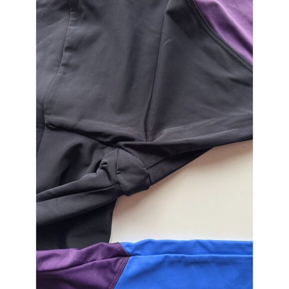 ONZIE High Rise Track Black Purple Blue Colorblock Ankle Leggings, Size S/M - Picture 7 of 15